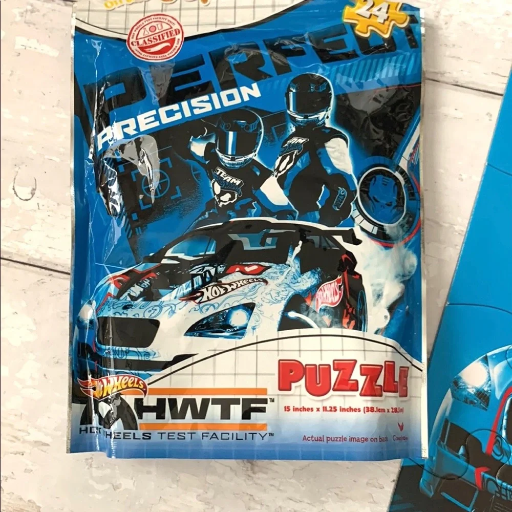 Hot Wheels Racing Cars 24 Piece Puzzle Kids Games Toys Blue White